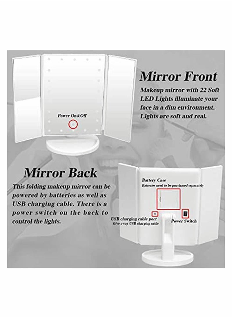 Y&D Lighted Makeup Mirror with 22 LED Lights, Touch Screen, Dual Power Supply, 180 Degree Rotation Portable Mirrors for Travel  - Image 5