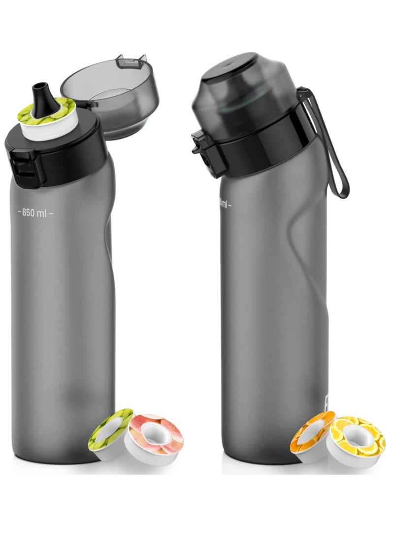 Generic Flavored Water Bottle with Straw - 650mL Infuser Bottle Includes 2 Flavor Pods, Flip Lid, Wide-Mouth Cap, Carry Strap, Leakproof, BPA-Free, Black, Ideal for Gym and Fitness Activities.  - Image 1