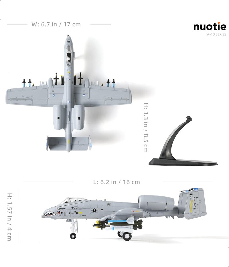 NUOTIE 1/100 A-10 Thunderbolt II (Warthog) Attack Pre-Build Diecast Metal Aircraft Model Kits VX-23 Replica Military Plane for Display Collection or Gift - Image 2