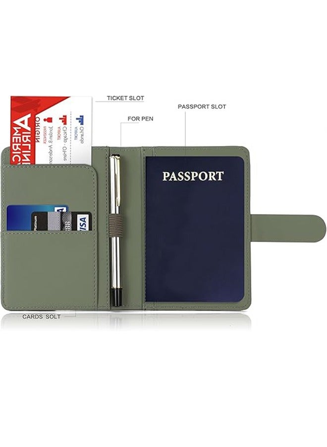 Premium Leather Passport Holder Case, Waterproof RFID Blocking Travel Wallet Passport Holder With Pen Pouch, Cute Passport Book For Women/Men - Image 2