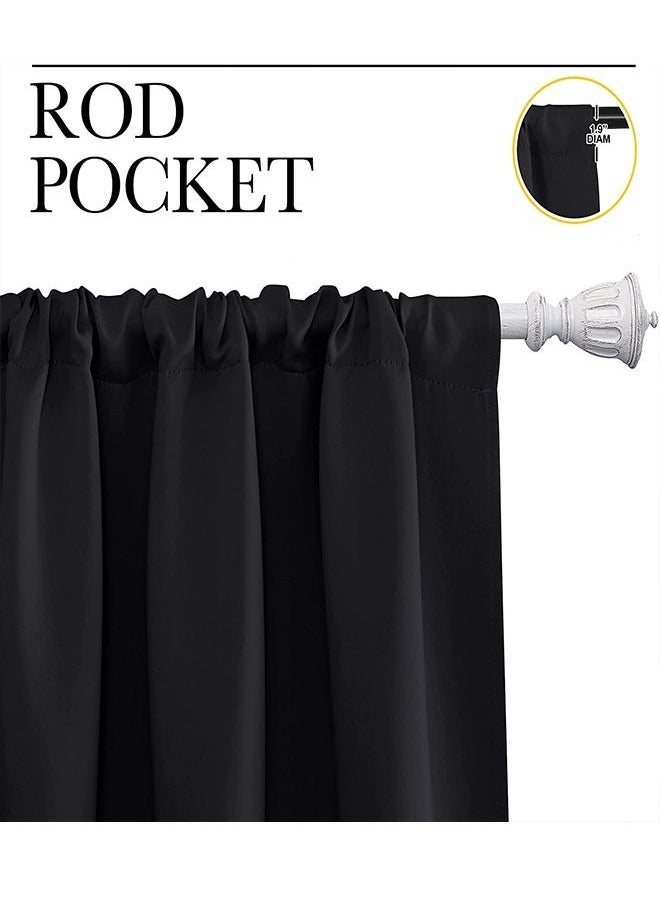 Arabest - Blackout And Heat Insulation Wide Curtains, High Quality Polyester Fabric, Black, 200*240CM, Suitable For Bedroom, Dining Room, Studio And Office - Image 1