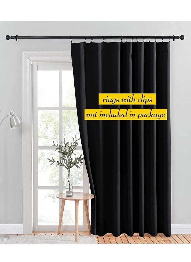 Arabest - Blackout And Heat Insulation Wide Curtains, High Quality Polyester Fabric, Black, 200*240CM, Suitable For Bedroom, Dining Room, Studio And Office - Image 1