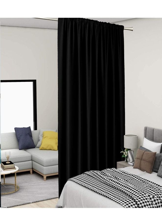 Arabest - Blackout And Heat Insulation Wide Curtains, High Quality Polyester Fabric, Black, 200*240CM, Suitable For Bedroom, Dining Room, Studio And Office - Image 1