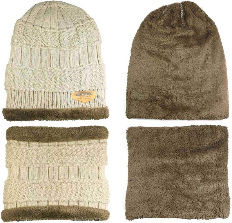 HINDAWI Winter Hat Scarf Gloves Slouchy Beanie Snow Knit Skull Cap Touch Screen Mittens Circle Scarves for Women Men - Image 3