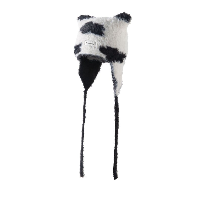 New Fashion Knitted Hat Womens Autumn and Winter Warm Pullover Cold Hat Cutie Panda Ears All-match Ear Protection Wool Hat Rose red - Image 4