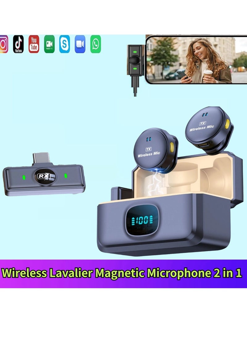 Generic Wireless Lapel Microphone, Magnetic Suction Back Clip Wireless Collar Microphone, Long Battery Life Noise Cancellation Mic For Tiktok, Youtube, Vlogging, Video Recording, Streaming, (For Android)  - Image 5