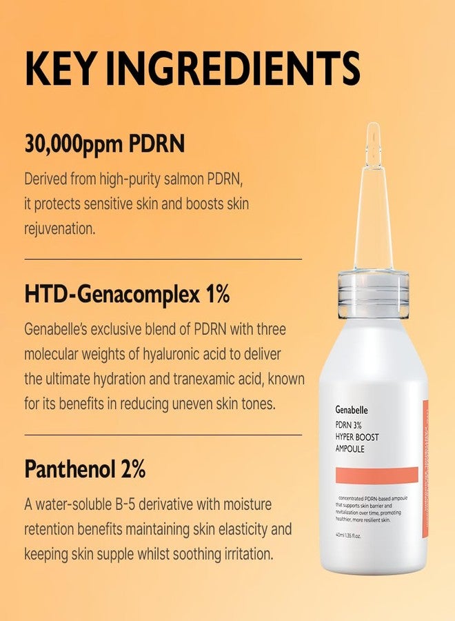 Genabelle PDRN 3% Hyper Boost Ampoule - Advanced Skin Support Serum with PDRN, Niacinamide, Hyaluronic Acid, Peptides, and Centella for Skin Barrier Support, Dryness, and Uneven Texture - Image 3