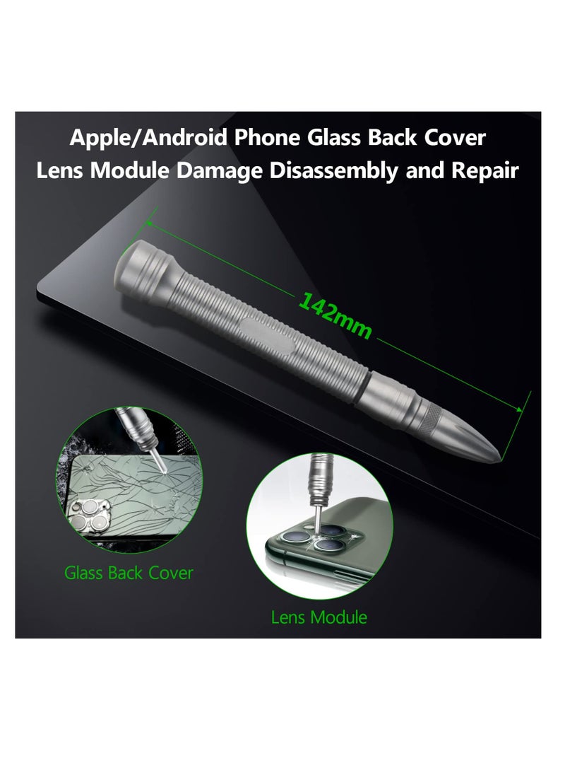 Excefore Phone Blasting Pen, Back Cover Glass Battery Cover Demolition Blasting Pen, Rear Camera Disassembly Breaking Pen for iPhone 12 Pro 13 14 Pro Max, Rear Housing Cover Removal Tool, Silver  - Image 3