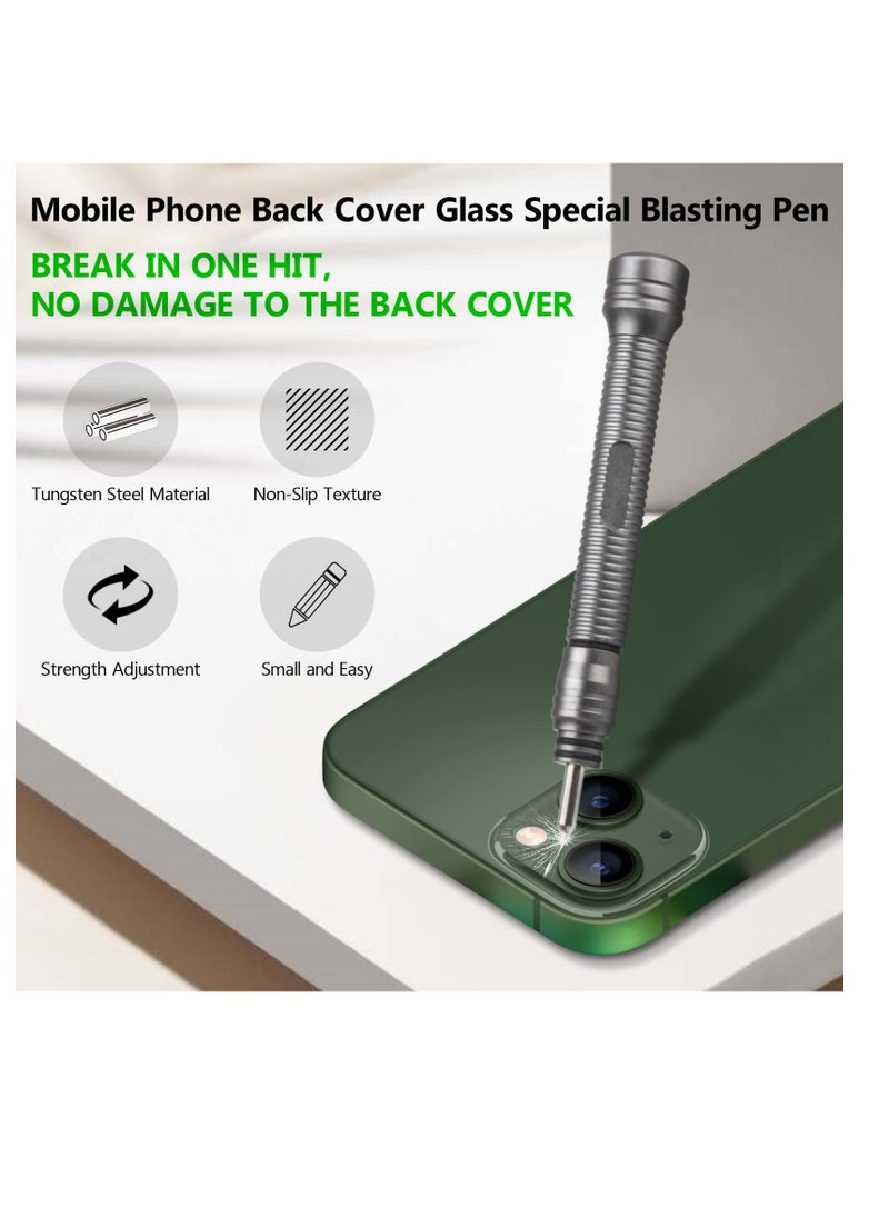 Excefore Phone Blasting Pen, Back Cover Glass Battery Cover Demolition Blasting Pen, Rear Camera Disassembly Breaking Pen for iPhone 12 Pro 13 14 Pro Max, Rear Housing Cover Removal Tool, Silver  - Image 2