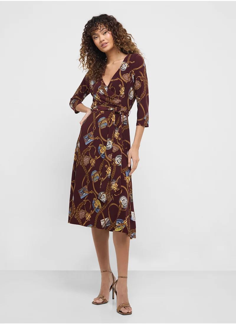 Lauren Ralph Lauren V-Neck Floral Tiered Dress