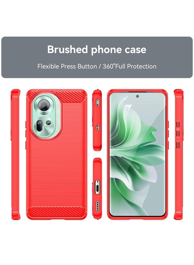 Case Cover For OPPO Reno11 Global Carbon Fiber Brushed Texture TPU Phone Case(Red)