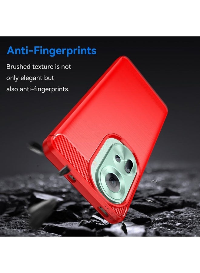 Case Cover For OPPO Reno11 Global Carbon Fiber Brushed Texture TPU Phone Case(Red)
