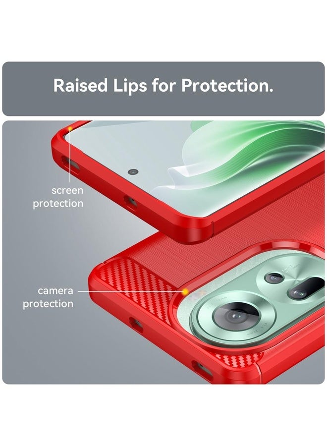 Case Cover For OPPO Reno11 Global Carbon Fiber Brushed Texture TPU Phone Case(Red)