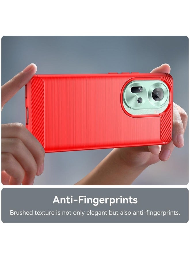 Case Cover For OPPO Reno11 Global Carbon Fiber Brushed Texture TPU Phone Case(Red)