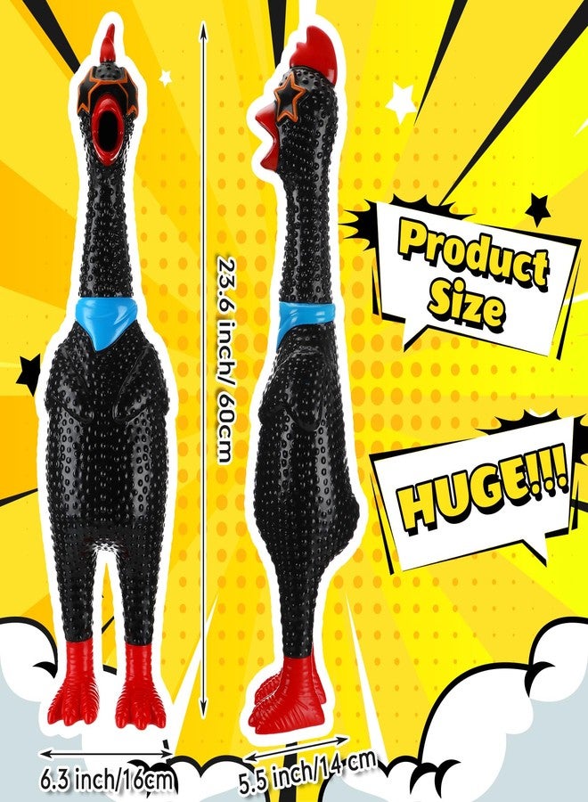 Arrowbash 23.6 Inch Giant Screaming Chicken Large Screaming Chicken Squeeze Crazy Noise Shrilling Shrieking Squawking Chickens Noisemaker Novelty Gadget for Novelty Gag Gift(Black) - Image 3