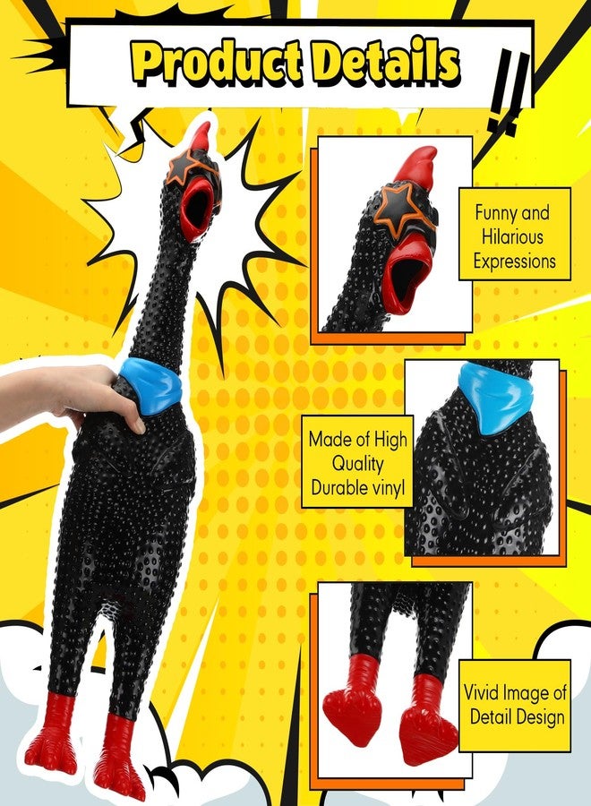 Arrowbash 23.6 Inch Giant Screaming Chicken Large Screaming Chicken Squeeze Crazy Noise Shrilling Shrieking Squawking Chickens Noisemaker Novelty Gadget for Novelty Gag Gift(Black) - Image 5