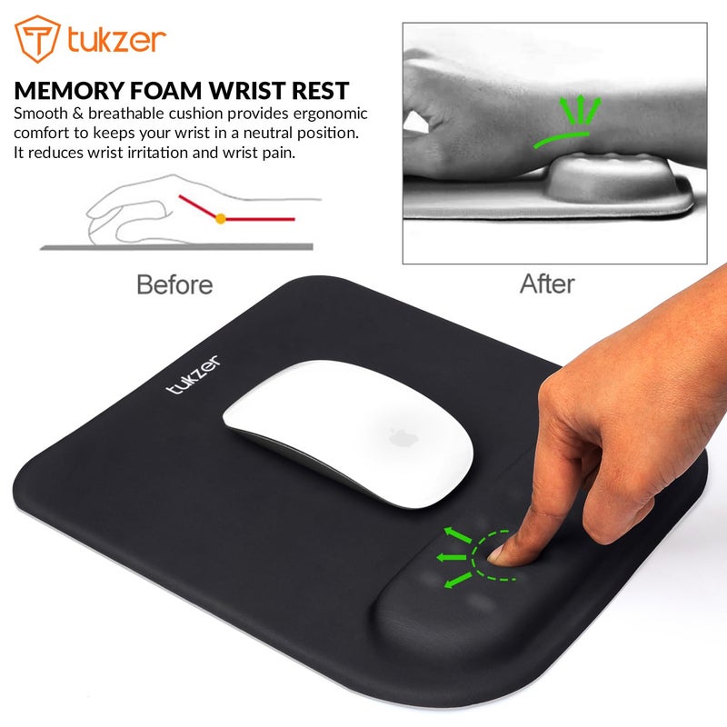 tuKZer Gel Mouse Pad Wrist Rest Memory-Foam Ergonomic Mousepad| Cushion Wrist Support & Pain Relief| Suitable for Gaming, Computer, Laptop, Home & Office Non-Slip Rubber Base (Black Quartz) - Image 4