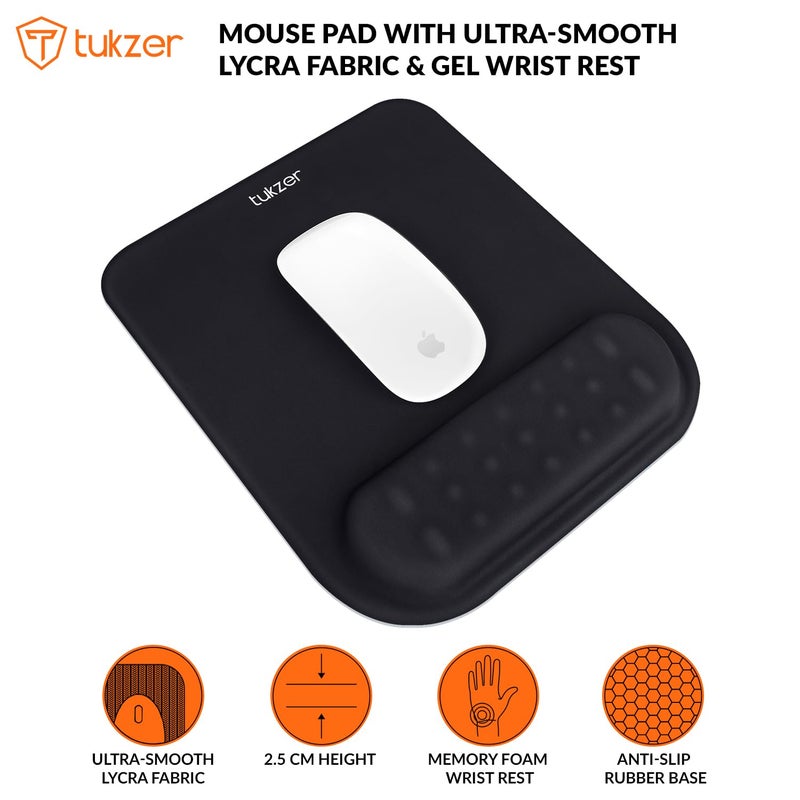tuKZer Gel Mouse Pad Wrist Rest Memory-Foam Ergonomic Mousepad| Cushion Wrist Support & Pain Relief| Suitable for Gaming, Computer, Laptop, Home & Office Non-Slip Rubber Base (Black Quartz) - Image 2