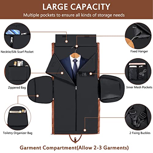 ITIEZY Garment Bag for Travel - ITIEZY Convertible Carry on Garment Duffel Bag for Men Weekender Bag 2 in 1 Hanging Suitcase Suit Bag - Image 3