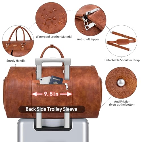 ITIEZY Garment Bag for Travel - ITIEZY Convertible Carry on Garment Duffel Bag for Men Weekender Bag 2 in 1 Hanging Suitcase Suit Bag - Image 4