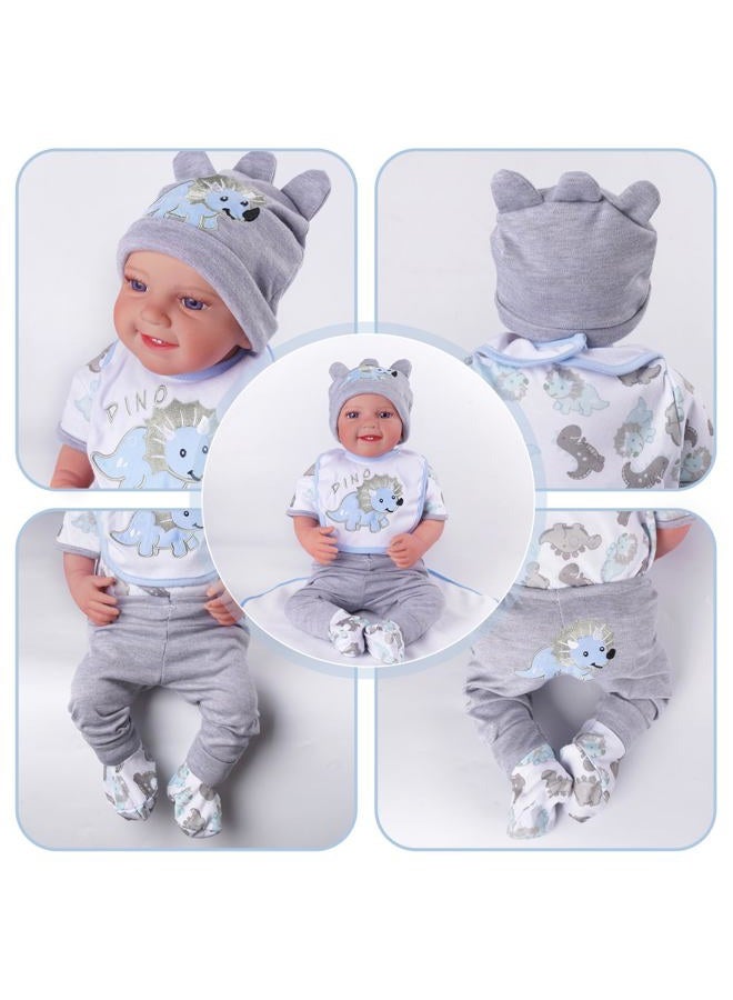 BABESIDE 6 Pcs Reborn Baby Doll Clothes for 20-22 Inch Dinosaurs Baby Doll Clothes Outfits with Hat Headscarf Newborn Boy&Girl - Image 2