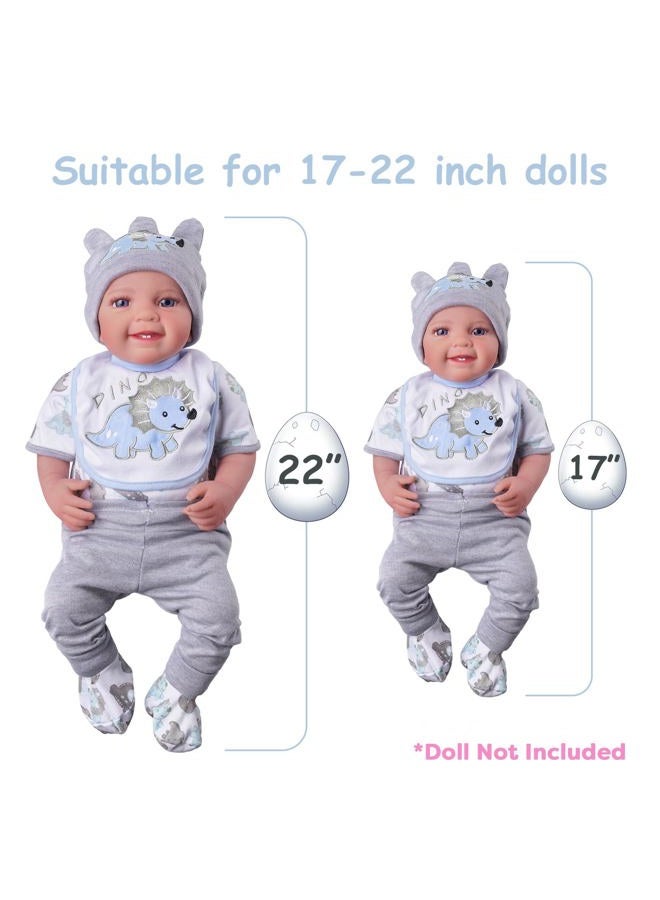 BABESIDE 6 Pcs Reborn Baby Doll Clothes for 20-22 Inch Dinosaurs Baby Doll Clothes Outfits with Hat Headscarf Newborn Boy&Girl - Image 5