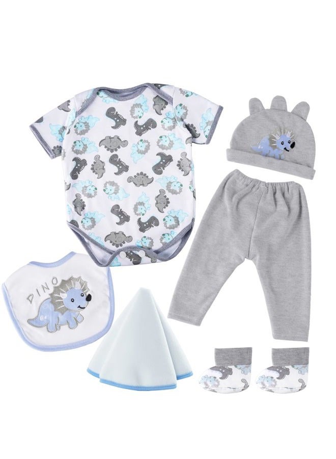 BABESIDE 6 Pcs Reborn Baby Doll Clothes for 20-22 Inch Dinosaurs Baby Doll Clothes Outfits with Hat Headscarf Newborn Boy&Girl - Image 1