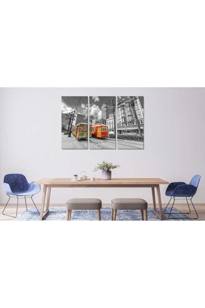 Artbrush Tower New Orleans City Wall Art Street Cars Wall Decor Louisiana Pictures Canvas Prints Poster Painting Framed Home Living Room Decoration 3 Pieces Ready to Hang - Image 2