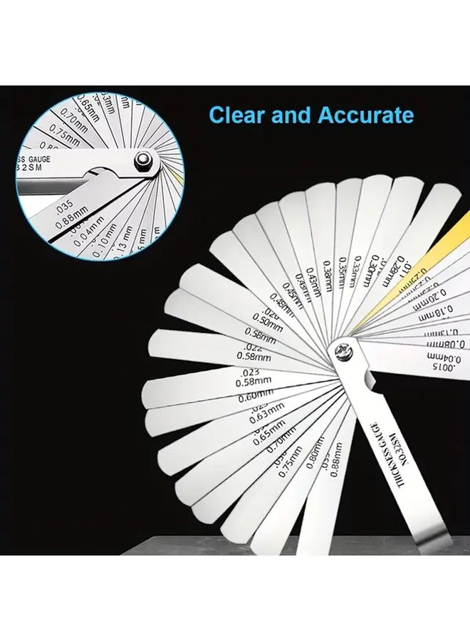 32 Pcs Silvery Stainless Steel Feeler Gauge Set 0 1mm Incremental Scale Accurate Measurement - Image 1