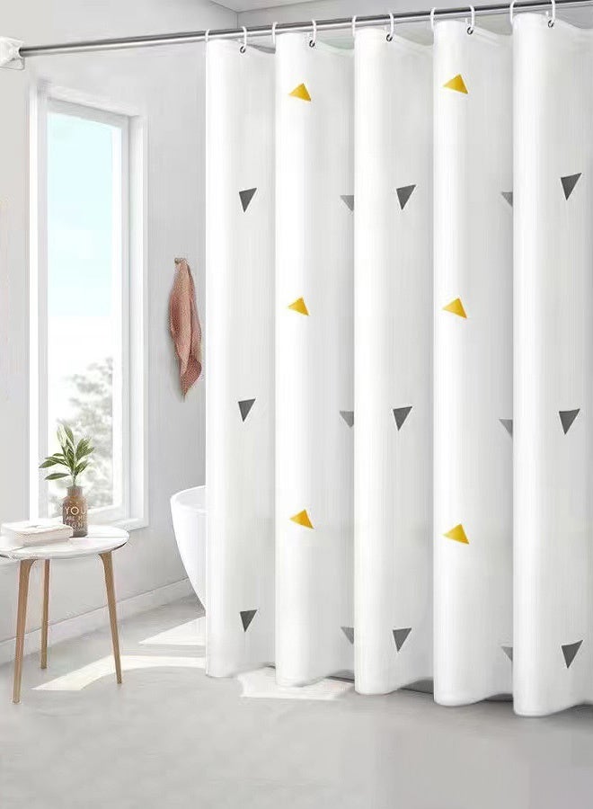 Hanayo ستارة دش مقاومة للماء بنمط أنيق ستارة دش PEVA مع حلقات معدنية مقاومة للصدأ وخطافات للحمام (أبيض) - Image 2