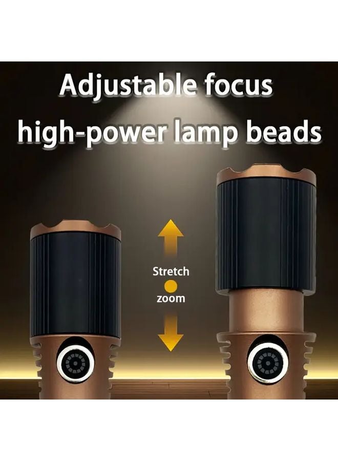 مصباح يدوي أسود قوي قابل لإعادة الشحن مع تكبير للاستخدام في الهواء الطلق وحالات الطوارئ والتخييم - Image 4