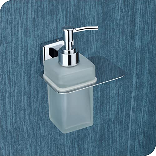 KANJAL Liquid soap Dispenser Holder for Bathroom handwash Dispenser soap Dispenser for wash Basin 38(Chrome Finish,Anti-Rust)(304 Stainless Steel and Glass) - Image 1