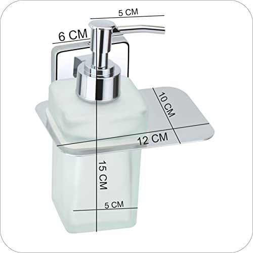 KANJAL Liquid soap Dispenser Holder for Bathroom handwash Dispenser soap Dispenser for wash Basin 38(Chrome Finish,Anti-Rust)(304 Stainless Steel and Glass) - Image 3