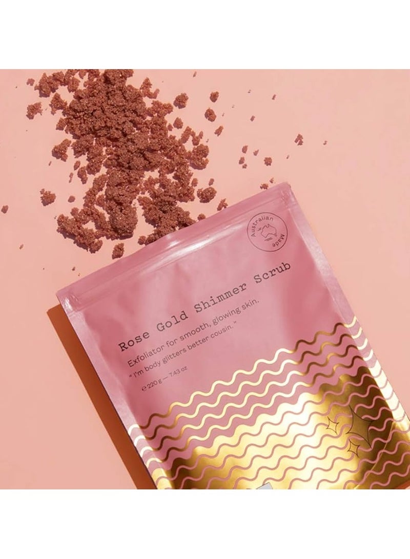 Frank Body Rose Gold Shimmer Scrub | Natural & Cruelty Free Exfoliating Sugar Body Scrub | Hydrating Vegan Skin Care Scrub Contains Mica, Leaving Your Skin Smooth & Shimmery | 1ct, 200g
