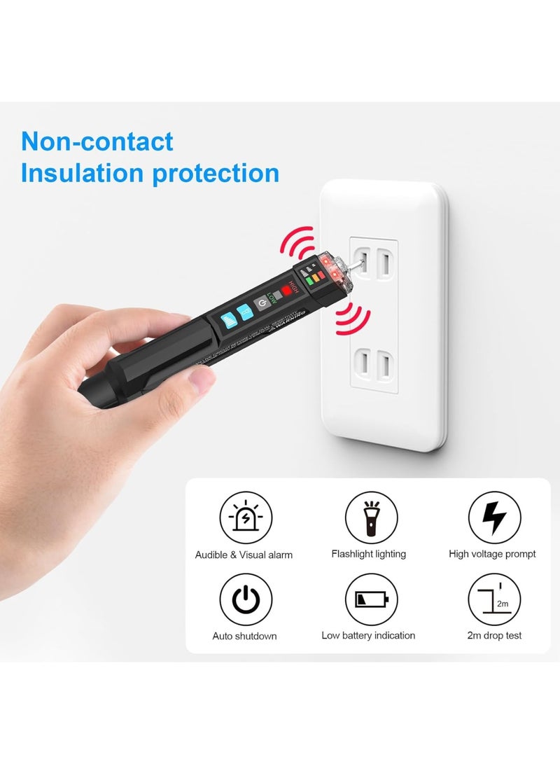 Cobest Voltage Tester, Alert Detector with Sound and Light Alarm, Flashlight, Wire Breakpoint Finder, Portable Non-contact AC Voltage Tester, with Dual Range AC 12V-1000V/48V-1000V - Image 3