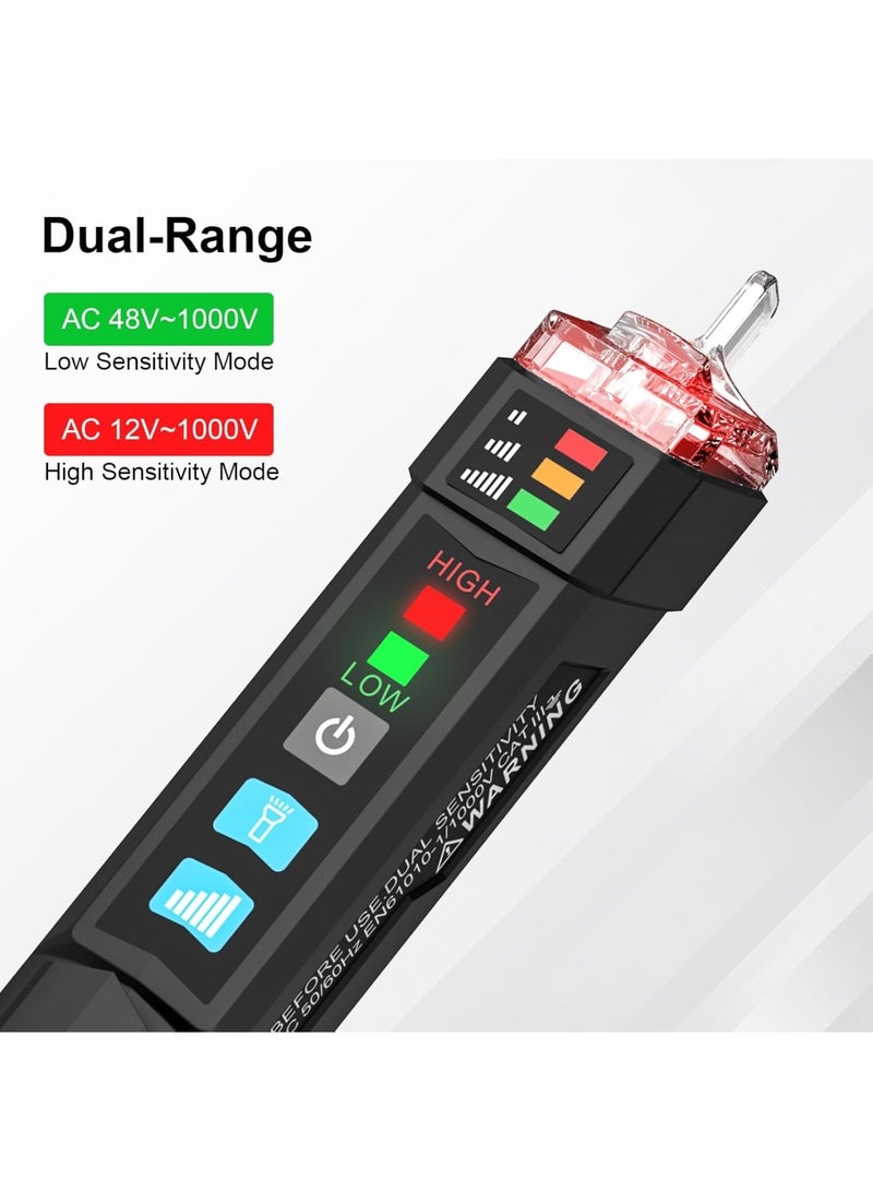 Cobest Voltage Tester, Alert Detector with Sound and Light Alarm, Flashlight, Wire Breakpoint Finder, Portable Non-contact AC Voltage Tester, with Dual Range AC 12V-1000V/48V-1000V - Image 4
