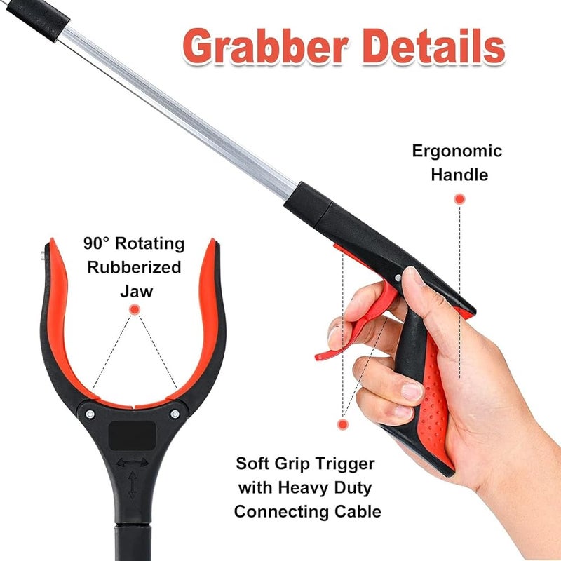 يلا جوي أداة يلاجوي للتقاط القمامة (YelaJoy Grabber Reacher Tool) – رأس دوار بزاوية 360 درجة، فك كبير، خفيفة الوزن؛ مناسبة لكبار السن لالتقاط القمامة وتنظيف المناطق الصعبة الوصول إليها. - Image 2
