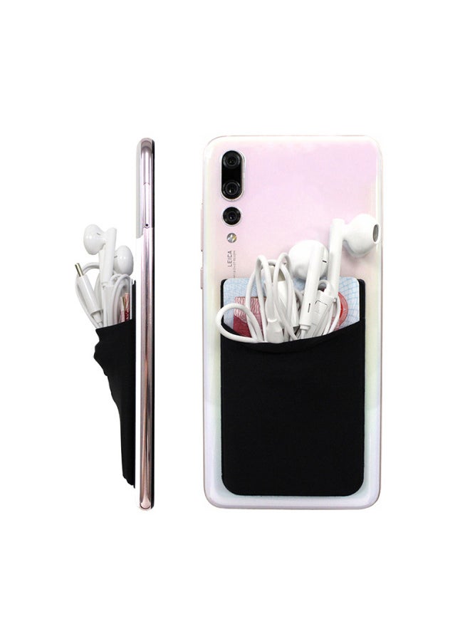Generic - Spot Lycra Mobile Phone Back Sticker Card Case Elastic Cloth Adhesive Mobile Phone Wallet Credit Card Case-Specifications Support Image Upload:Black - Image 1