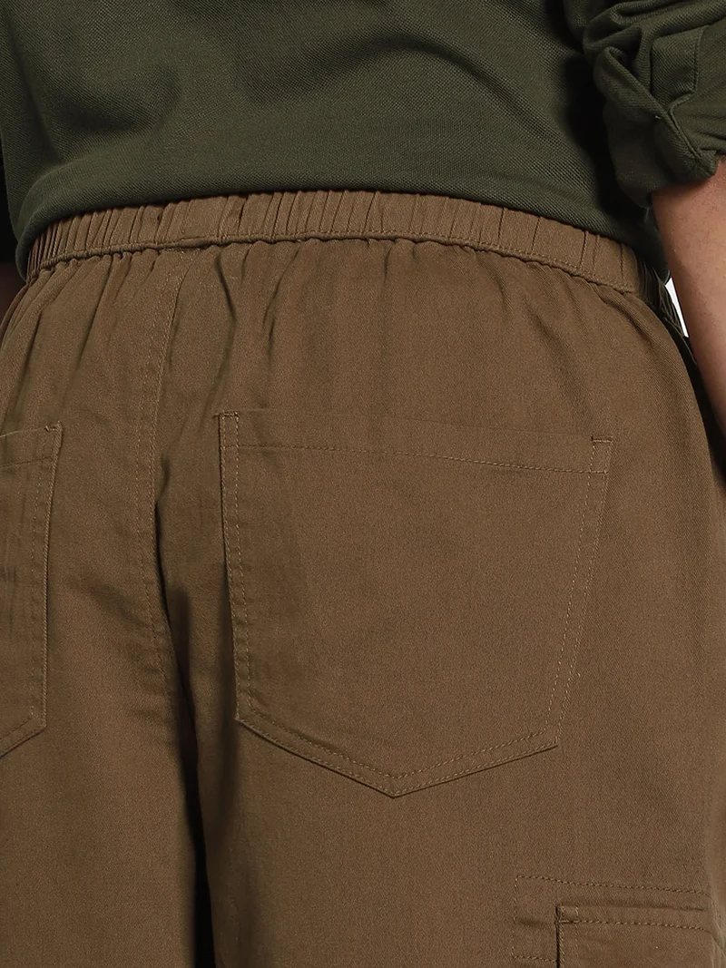 Urbano Fashion  Urbano Fashion Men's Brown Loose Baggy Fit Cargo Jogger Chino Pant with 6 Pockets Stretchable for Men | Best Price UAE