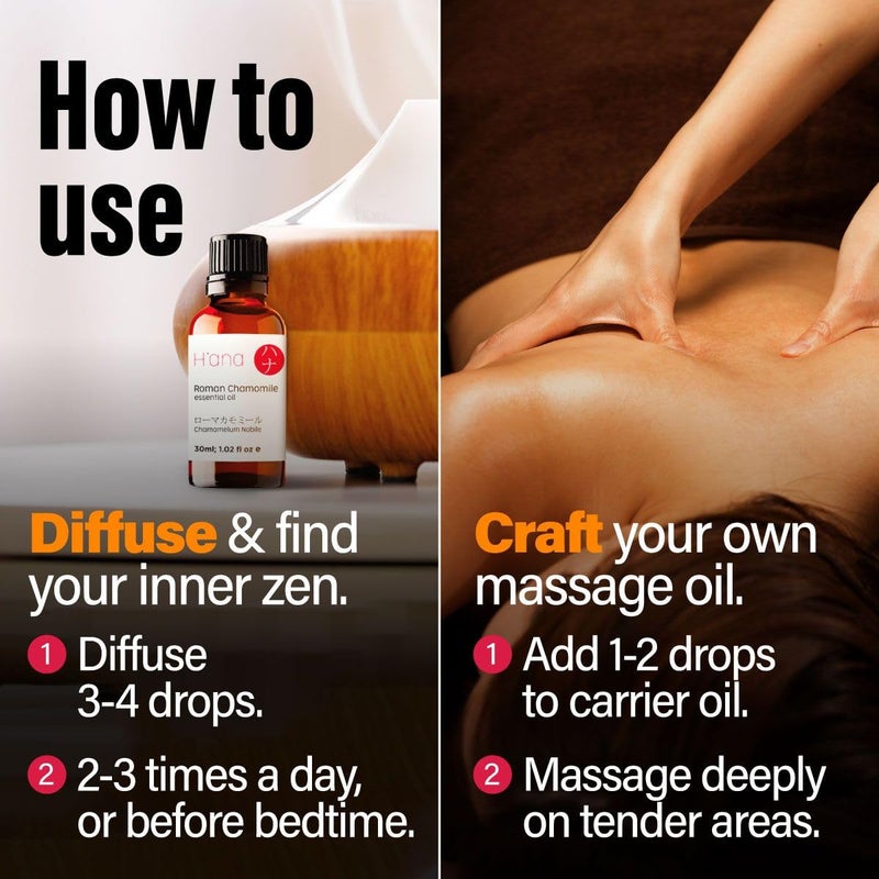 hana H'ana Roman Chamomile Essential Oil - 1.02 Fl Oz - for Hair, Skin, Diffuser, Aromatherapy, DIY Candle & Soap Making - Image 4