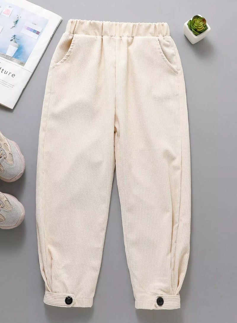 Girls Button Hem Corduroy Pants  - Image 1