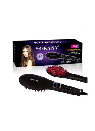 Sokany Ceramic Brush and Hair Straightener with LCD Display, Black 750°C Afro Temperature. Optimum Heat Time: 30 Seconds. One-Year Warranty - pzsku/Z3E676BBFD8EC7D079E4BZ/45/1745683016/fa3b9752-1f43-4fb9-8b03-00c36b8b3d22