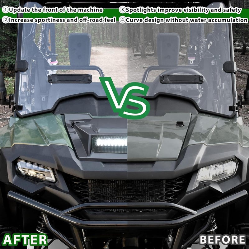 POKIAUTO Hood Scoop with LED Spotlight for Honda Pioneer 700 2P 4P (2014-2024) - Image 3
