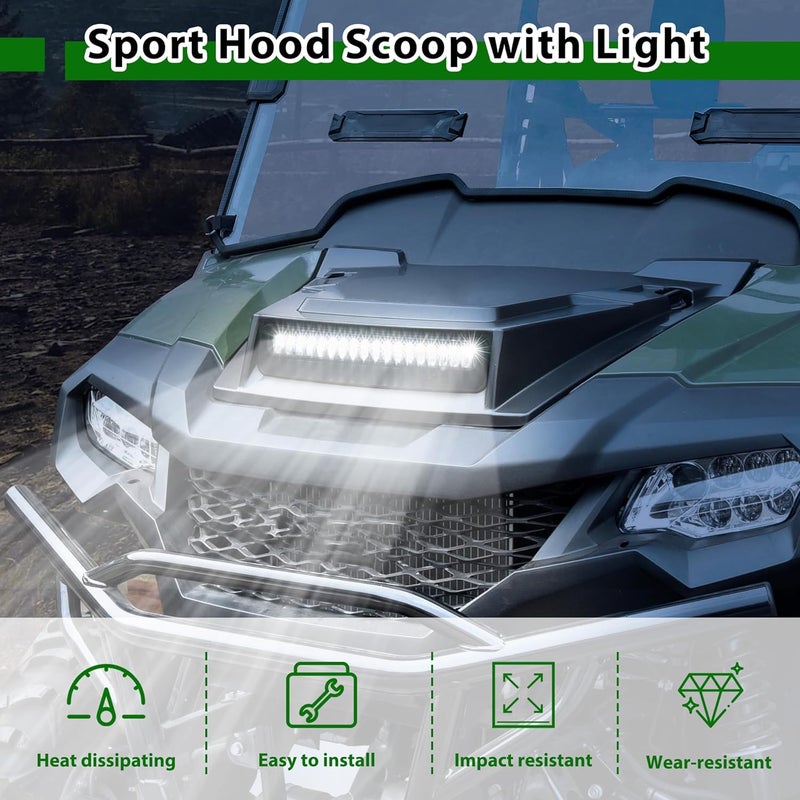 POKIAUTO Hood Scoop with LED Spotlight for Honda Pioneer 700 2P 4P (2014-2024) - Image 2