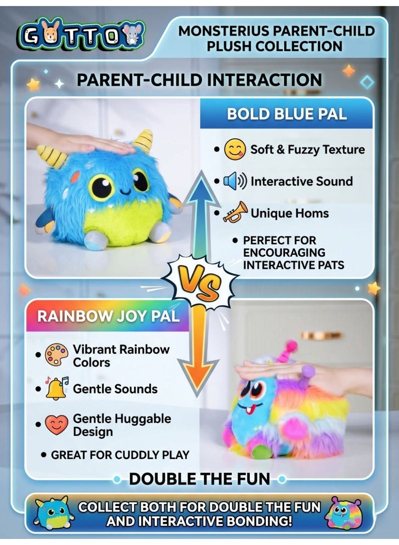 Aspire Books Tiimomo Hooping Monsterious Interactive Plush Toy with 10 Sound Effects & Movement, Rechargeable Sensory Toy for Kids 18M+, Blue/Red Monster - Image 5