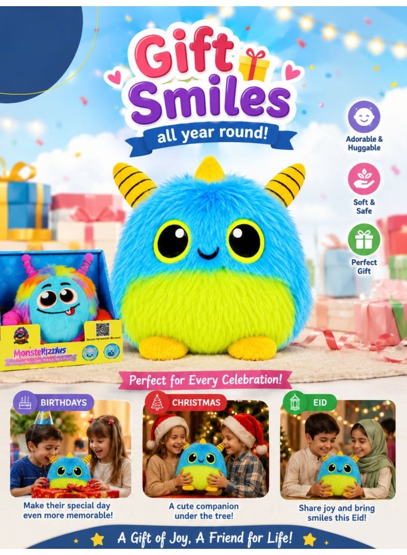 Aspire Books Tiimomo Hooping Monsterious Interactive Plush Toy with 10 Sound Effects & Movement, Rechargeable Sensory Toy for Kids 18M+, Blue/Red Monster - Image 3