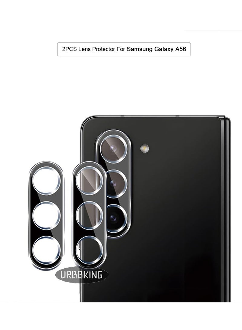 URBBKING Compatible with Samsung Galaxy A56 Protection film, [2 Pack] Tempered Glass Camera Protection Film, [Anti-Scratch][No Bubble]-Black  - Image 1