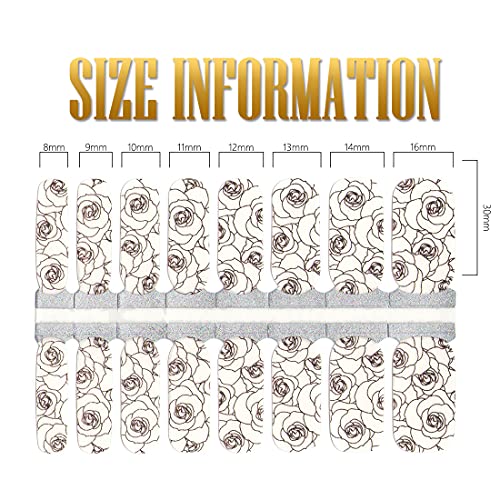 SILPECWEE 5 Sheets Rose Gold Full Nail Wraps Stick on Nail Polish Strips Stickers Tips Glitter Flower Manicure Design Adhesive Gel Nail Strips for Women with 1Pc File - Image 5