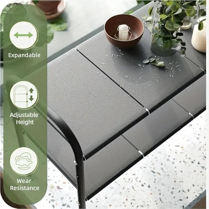HOOBRO Under Sink Shelf Extendable Storage Stainless Steel and pp Plastic Rack Adjustable Kitchen Organizer (Black-2-Tiers) - Image 5