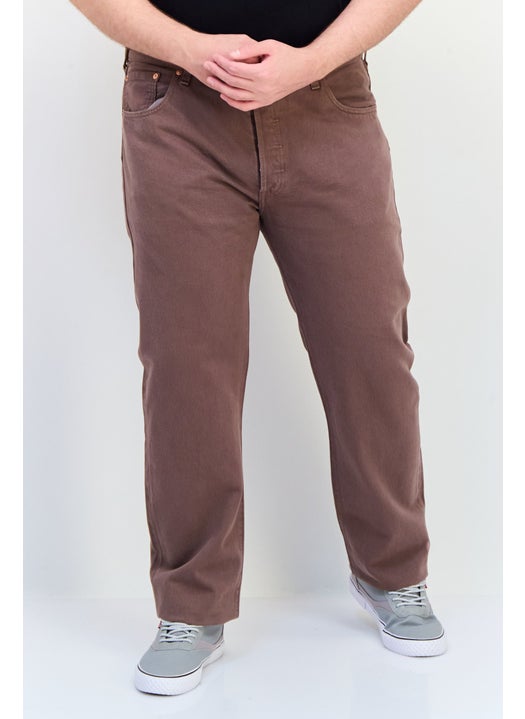 Men Regular Fit Solid Non-Stretchable Jeans, Brown